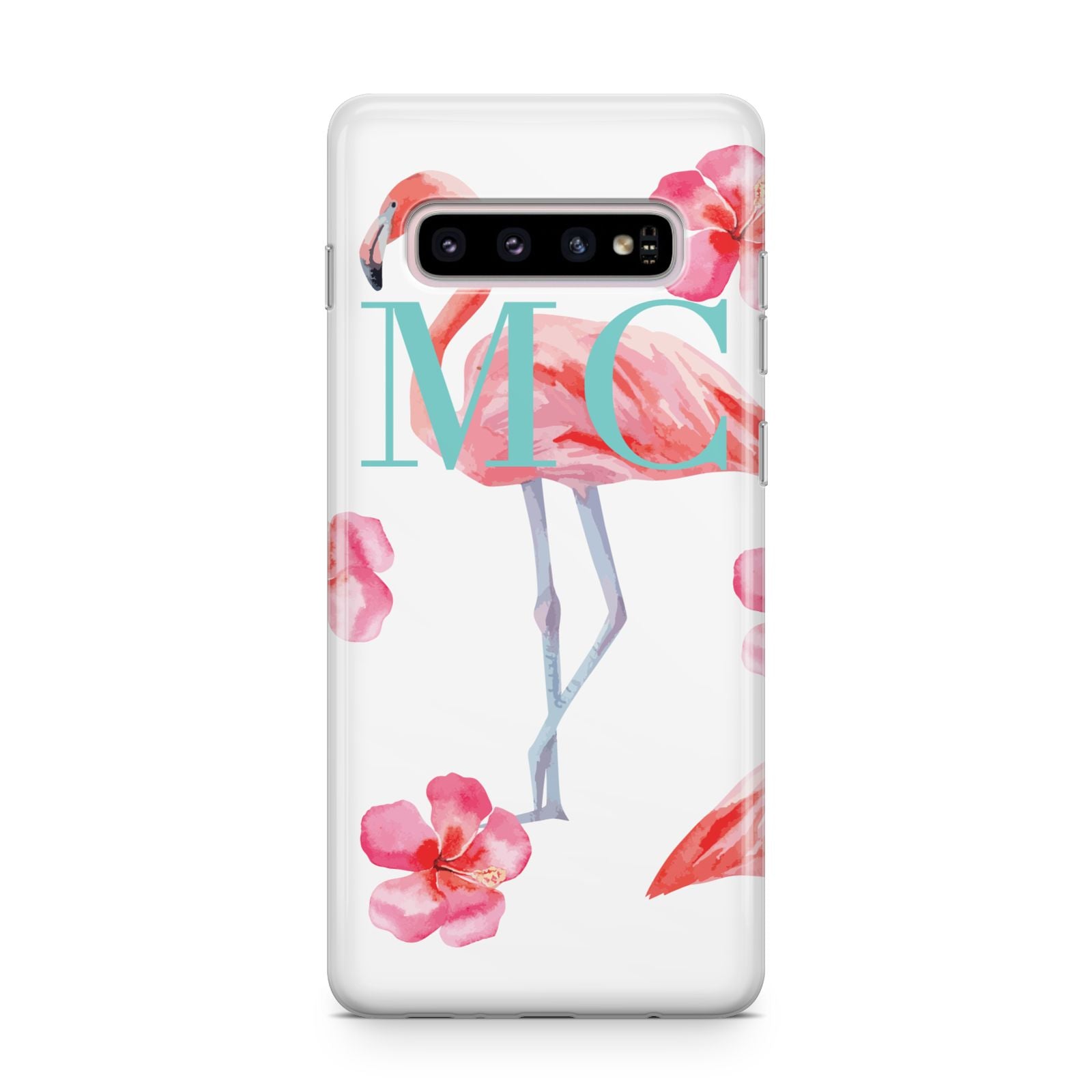 Personalised Initials Flamingo 3 Samsung Galaxy S10 Plus Case