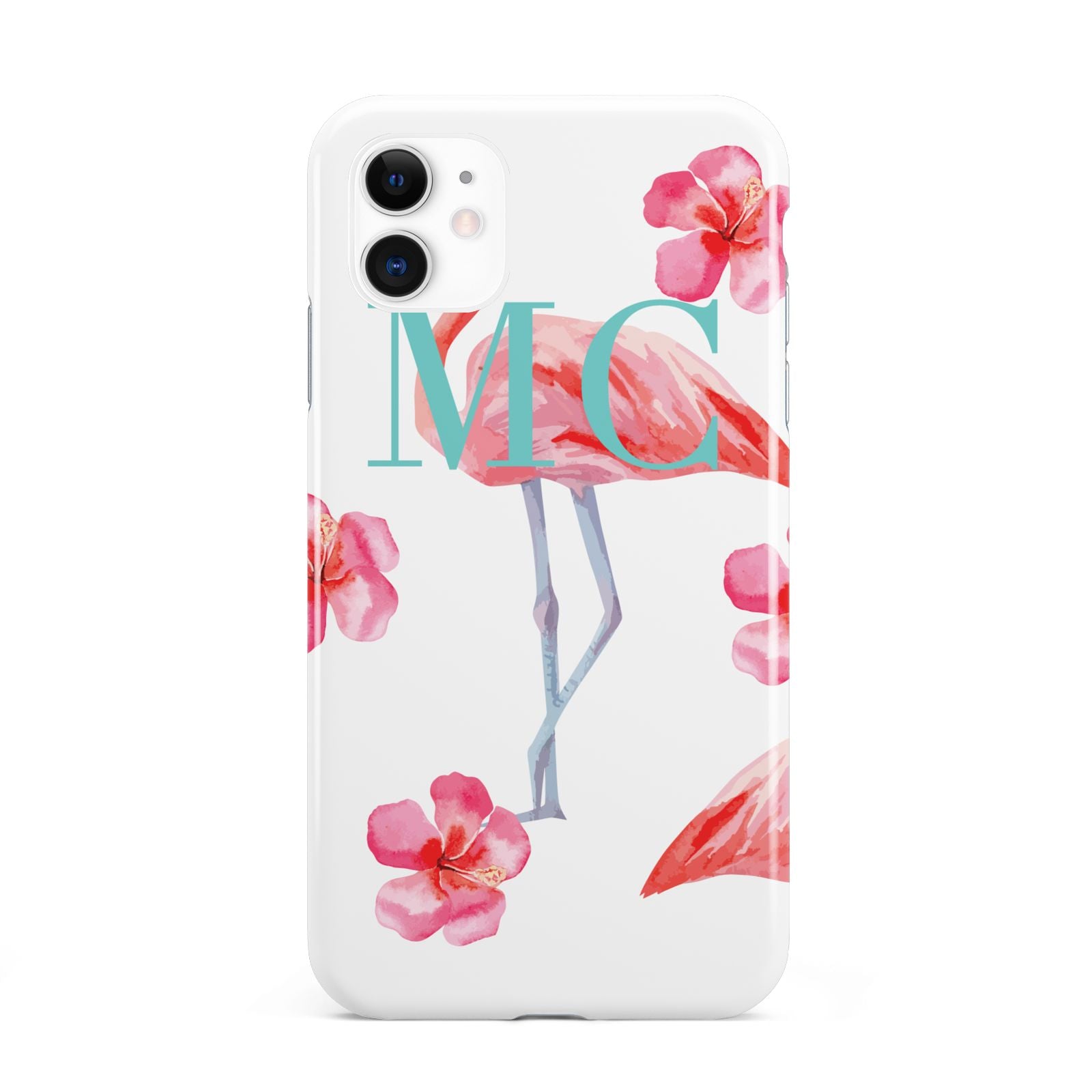 Personalised Initials Flamingo 3 iPhone 11 3D Tough Case