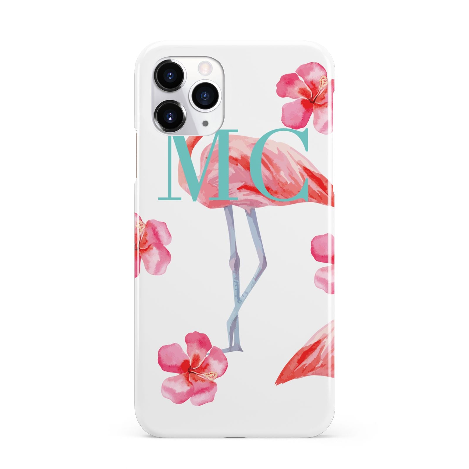 Personalised Initials Flamingo 3 iPhone 11 Pro 3D Snap Case