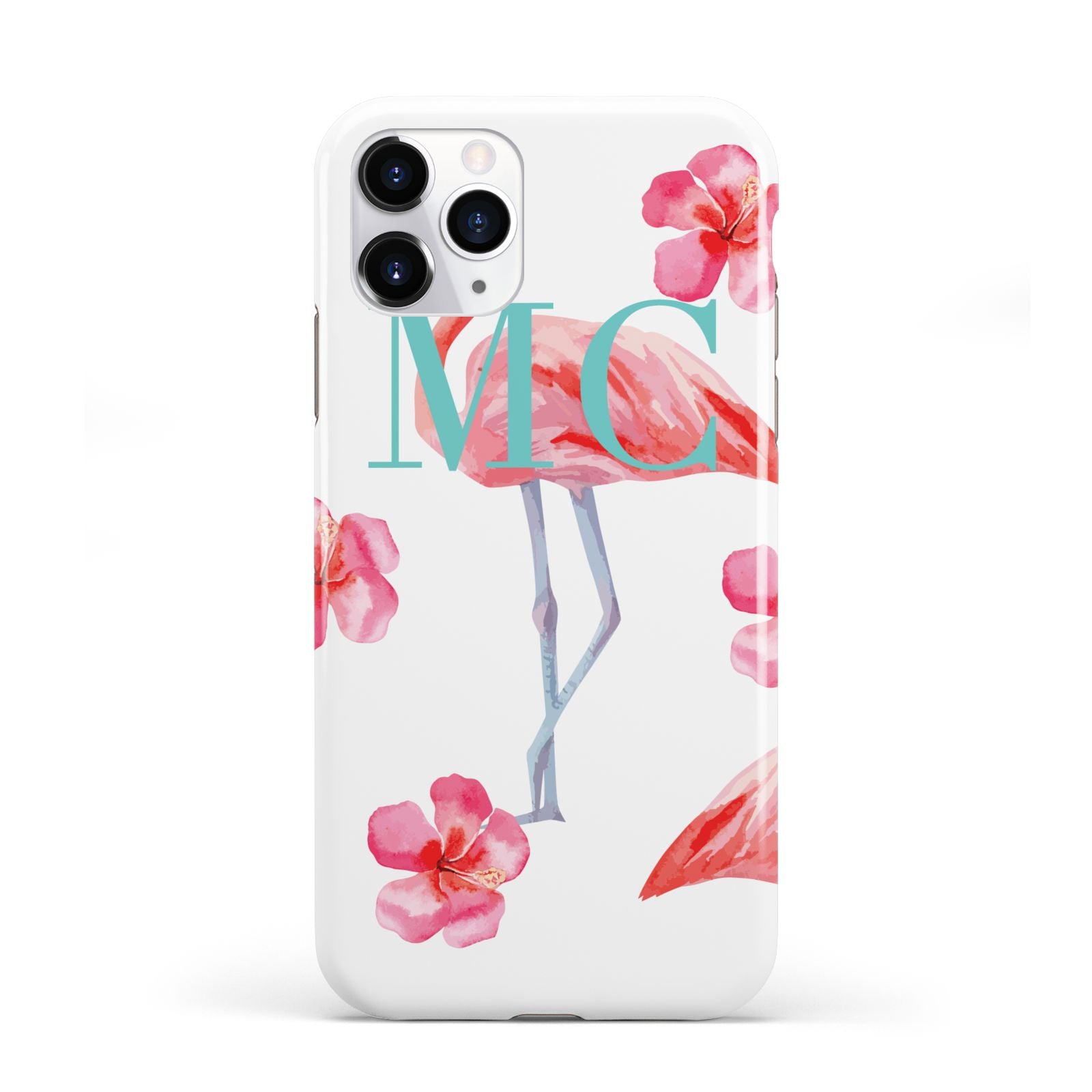 Personalised Initials Flamingo 3 iPhone 11 Pro 3D Tough Case