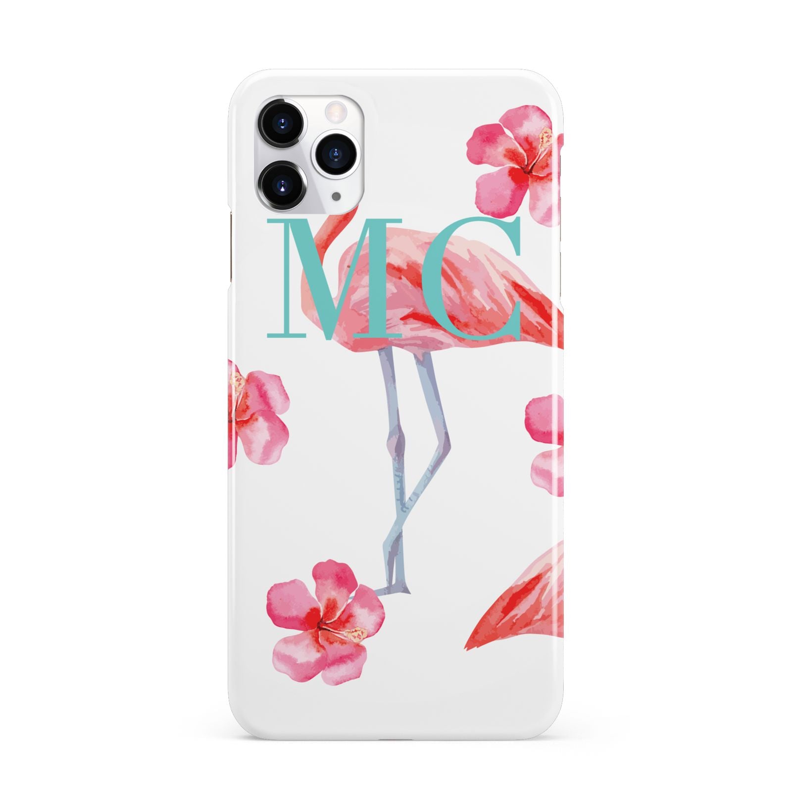 Personalised Initials Flamingo 3 iPhone 11 Pro Max 3D Snap Case