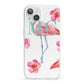 Personalised Initials Flamingo 3 iPhone 13 Clear Bumper Case