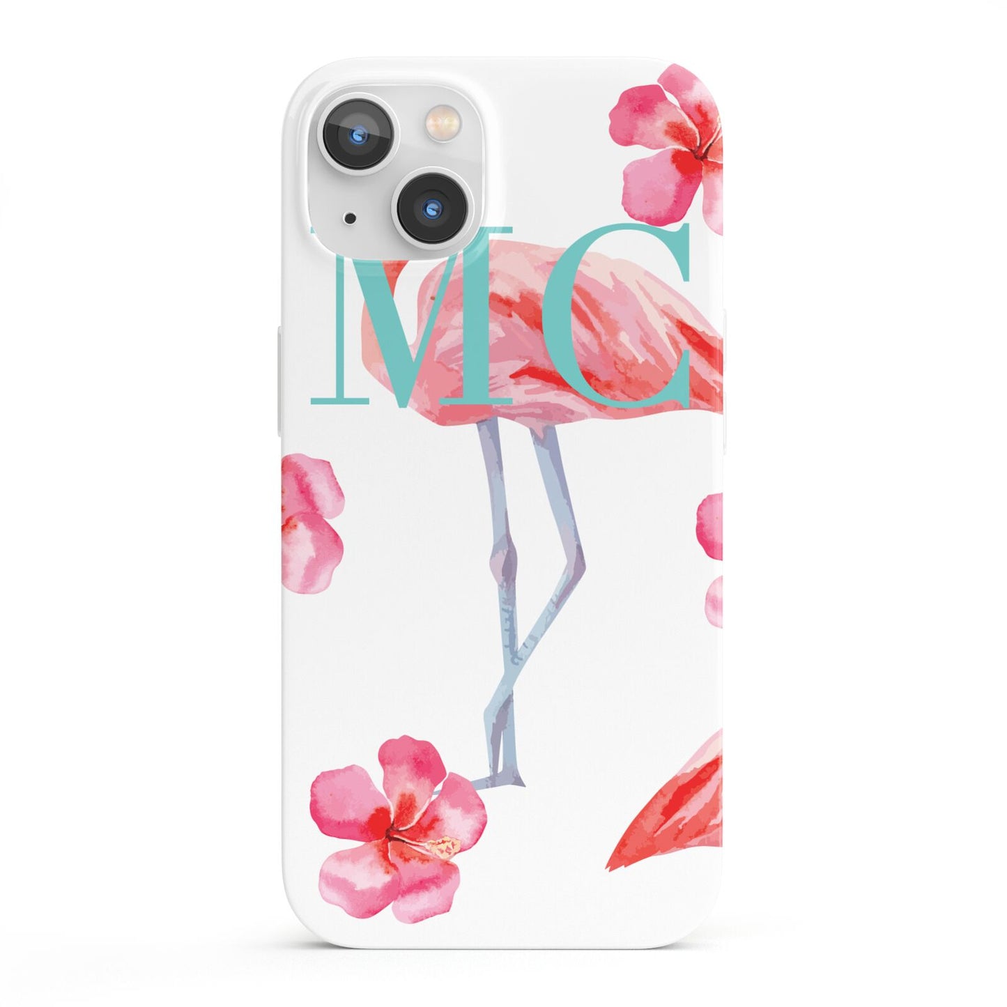 Personalised Initials Flamingo 3 iPhone 13 Full Wrap 3D Snap Case