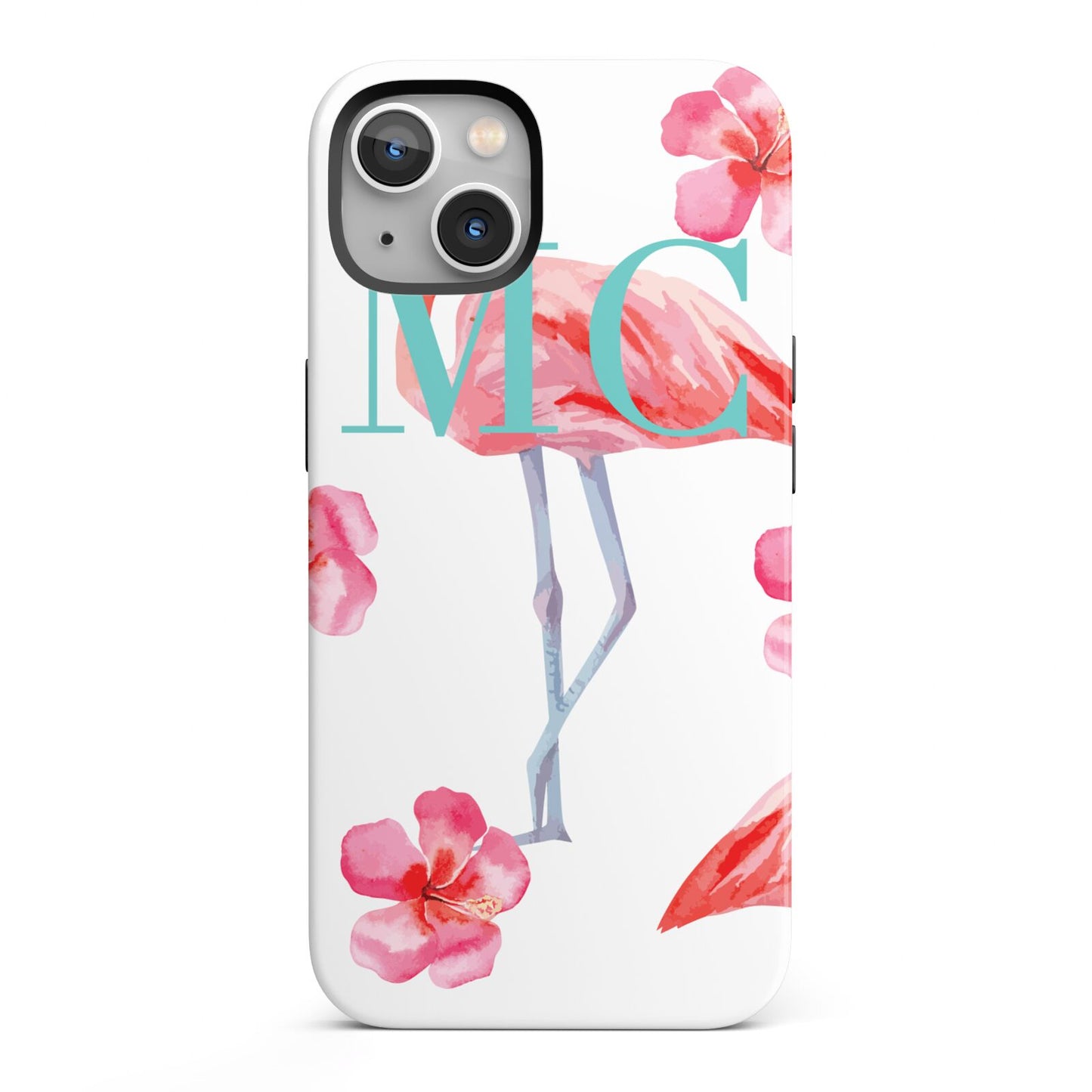 Personalised Initials Flamingo 3 iPhone 13 Full Wrap 3D Tough Case