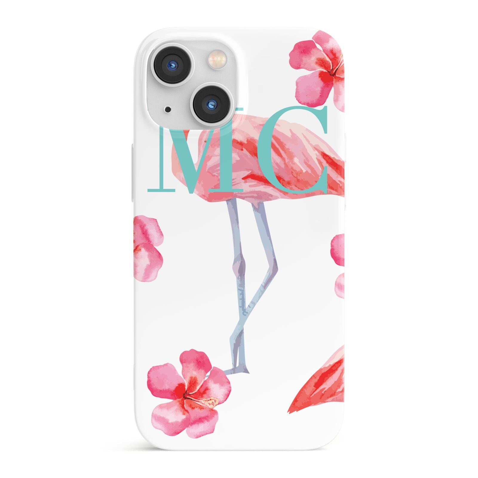 Personalised Initials Flamingo 3 iPhone 13 Mini Full Wrap 3D Snap Case