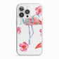 Personalised Initials Flamingo 3 iPhone 13 Pro TPU Impact Case with White Edges