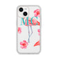 Personalised Initials Flamingo 3 iPhone 14 Clear Tough Case Starlight