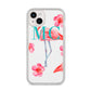 Personalised Initials Flamingo 3 iPhone 14 Plus Clear Tough Case Starlight