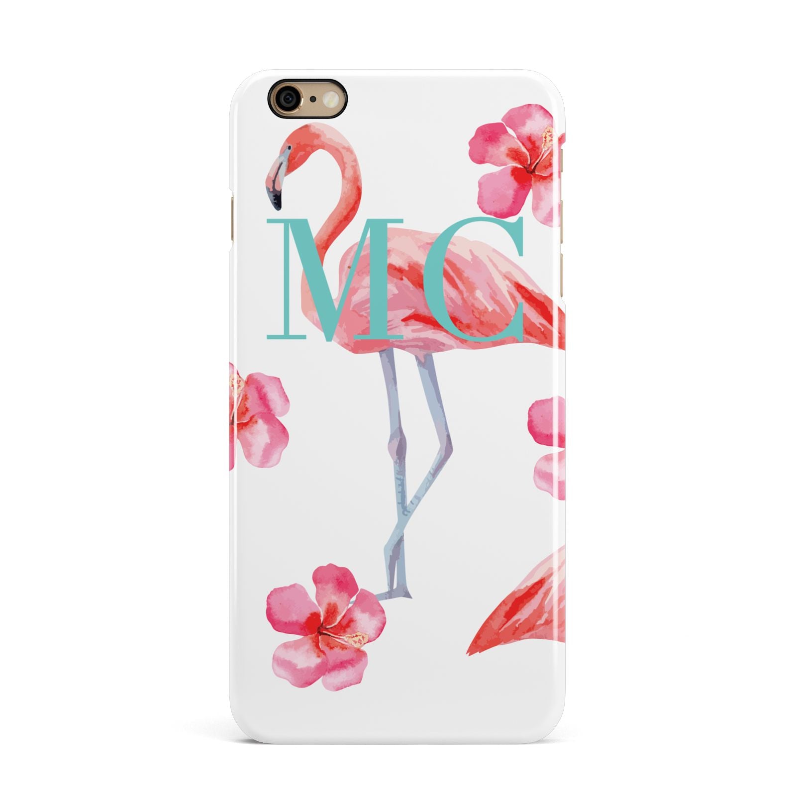 Personalised Initials Flamingo 3 iPhone 6 Plus 3D Snap Case on Gold Phone