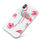 Personalised Initials Flamingo 3 iPhone X Bumper Case on Silver iPhone