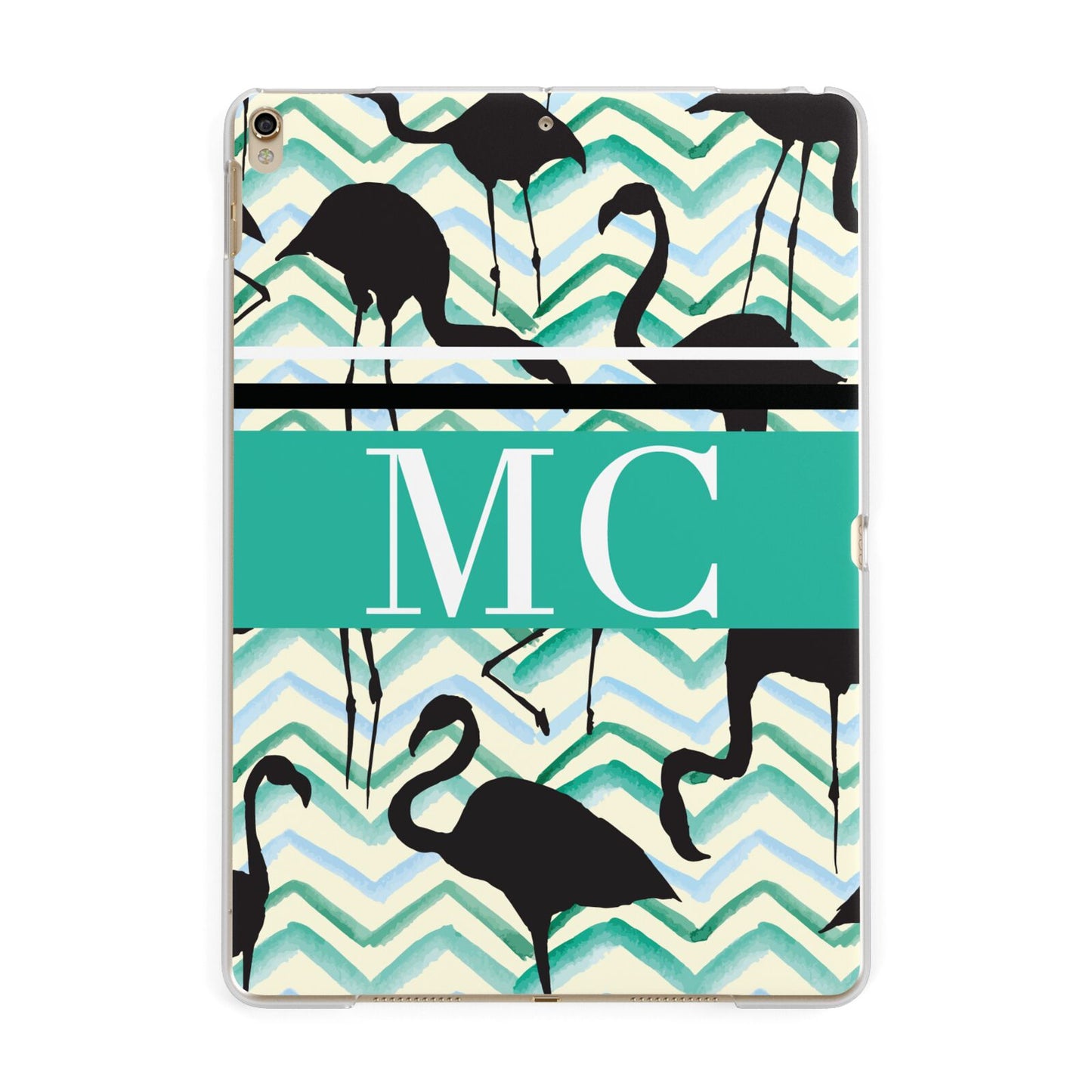 Personalised Initials Flamingos 2 Apple iPad Gold Case