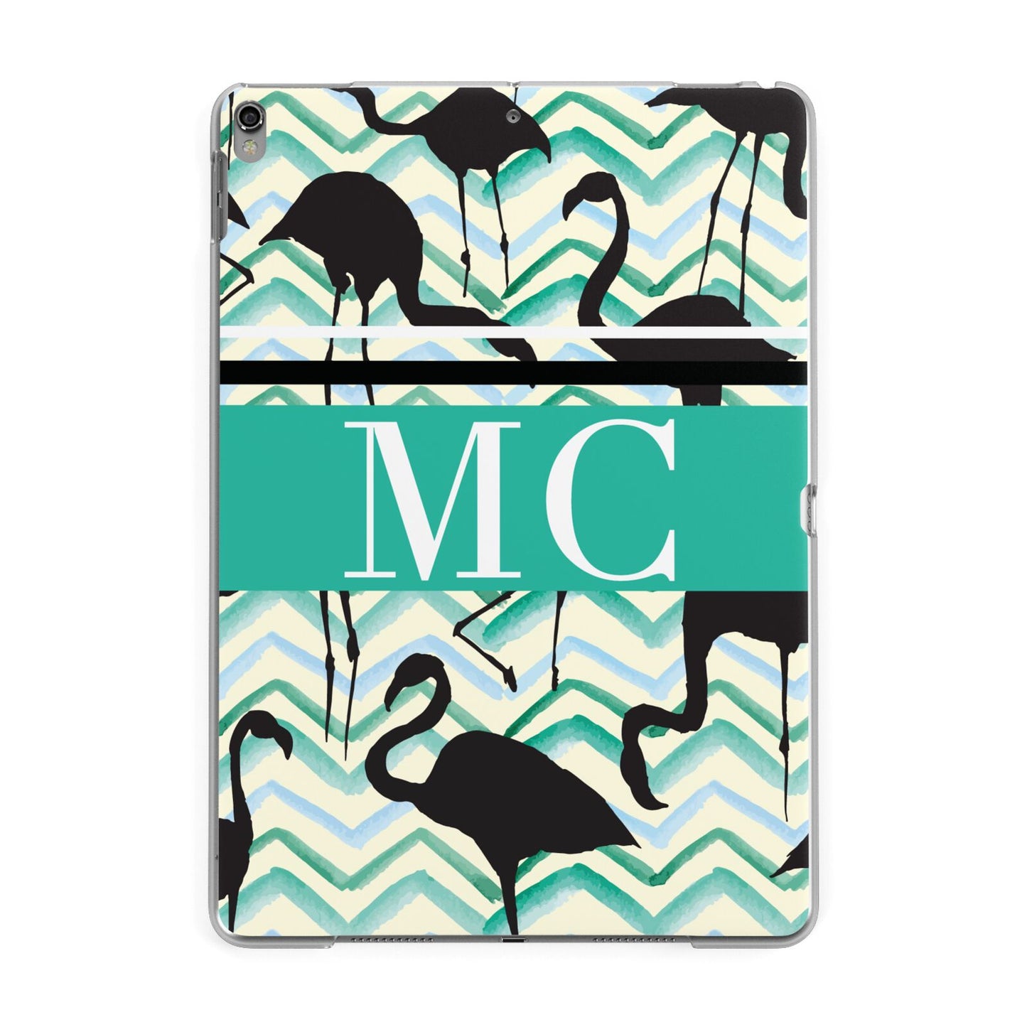 Personalised Initials Flamingos 2 Apple iPad Grey Case