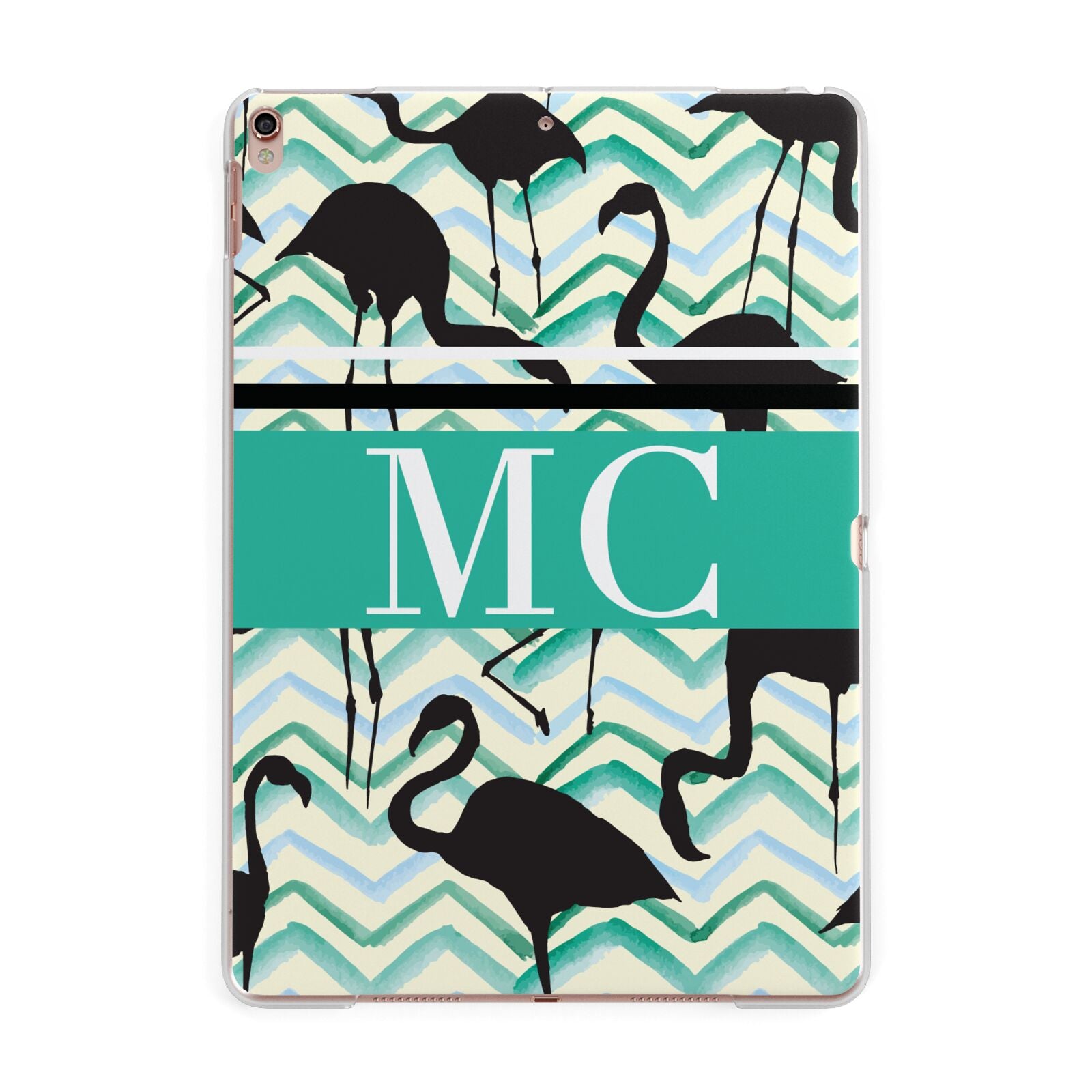 Personalised Initials Flamingos 2 Apple iPad Rose Gold Case