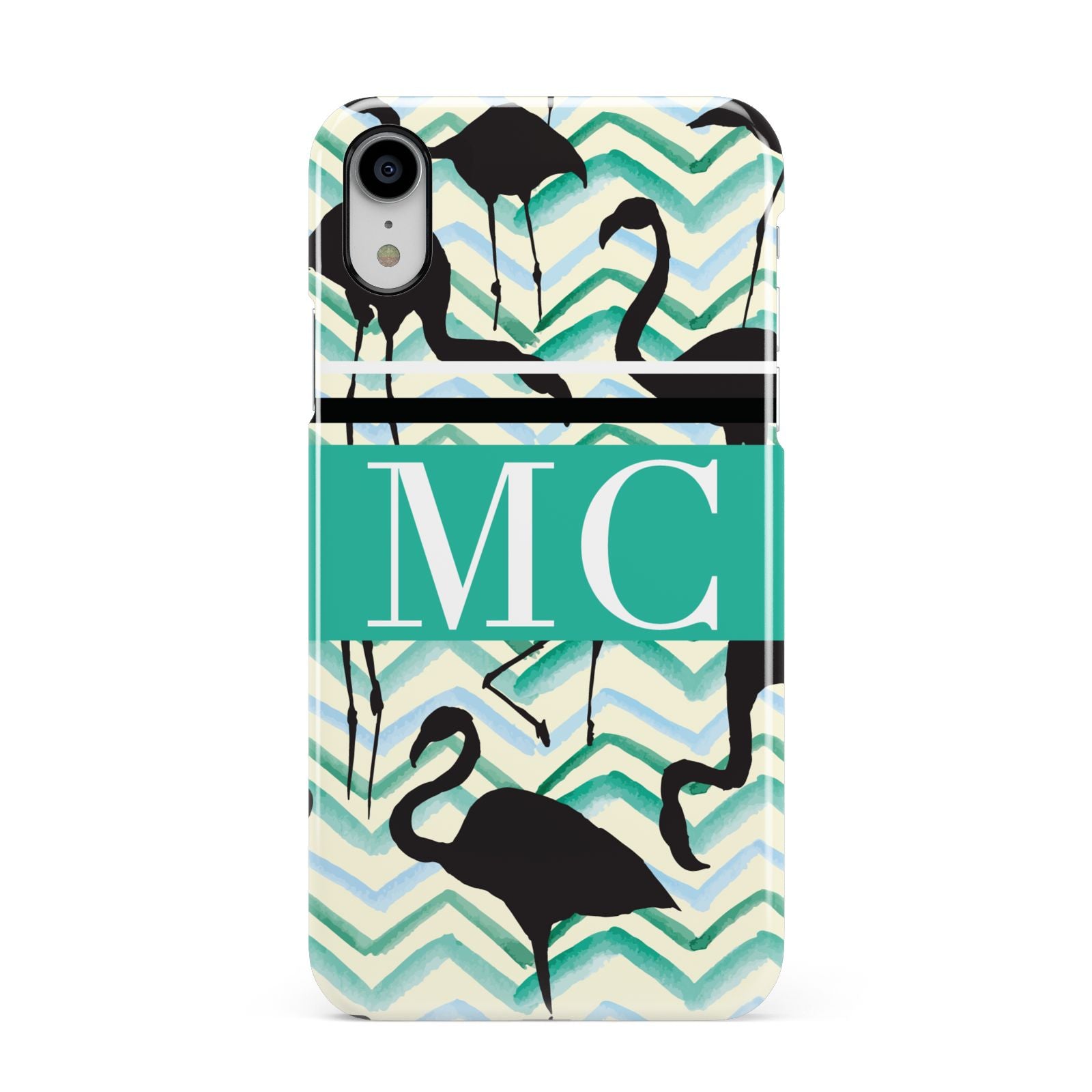 Personalised Initials Flamingos 2 Apple iPhone XR White 3D Snap Case