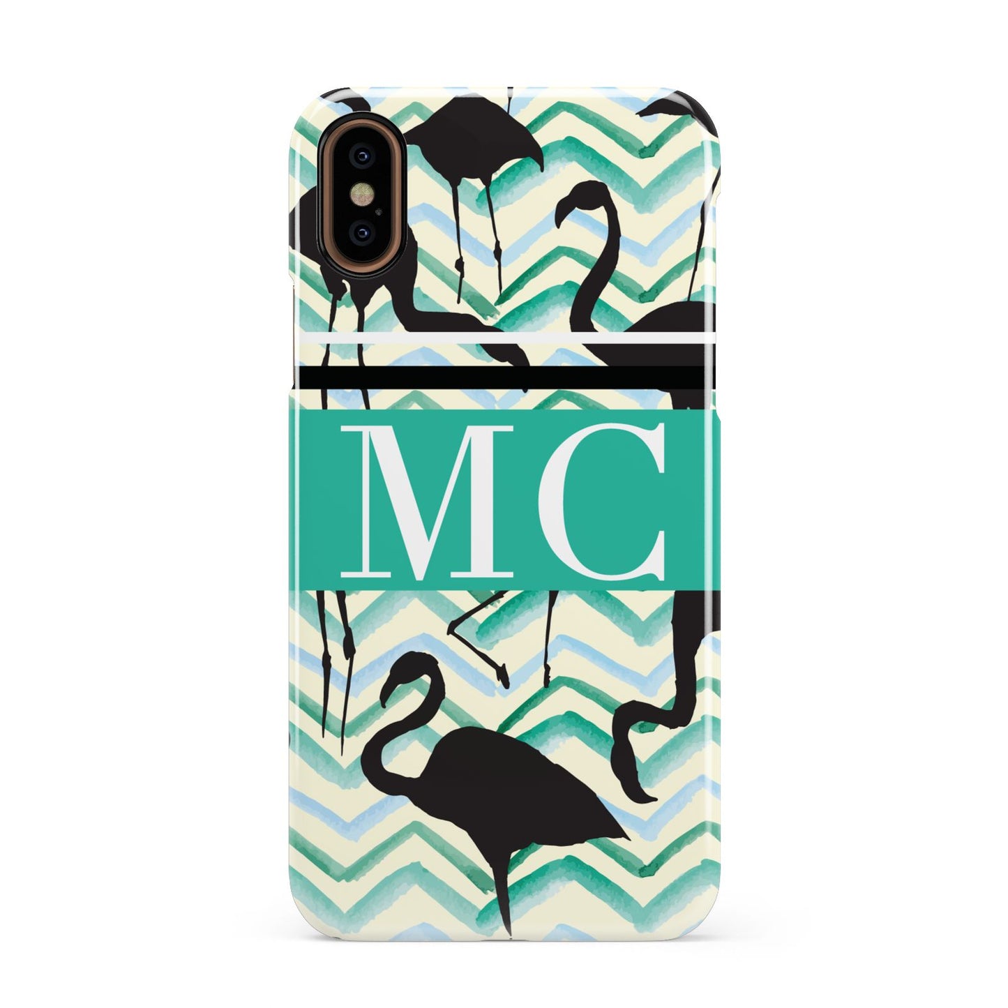 Personalised Initials Flamingos 2 Apple iPhone XS 3D Snap Case