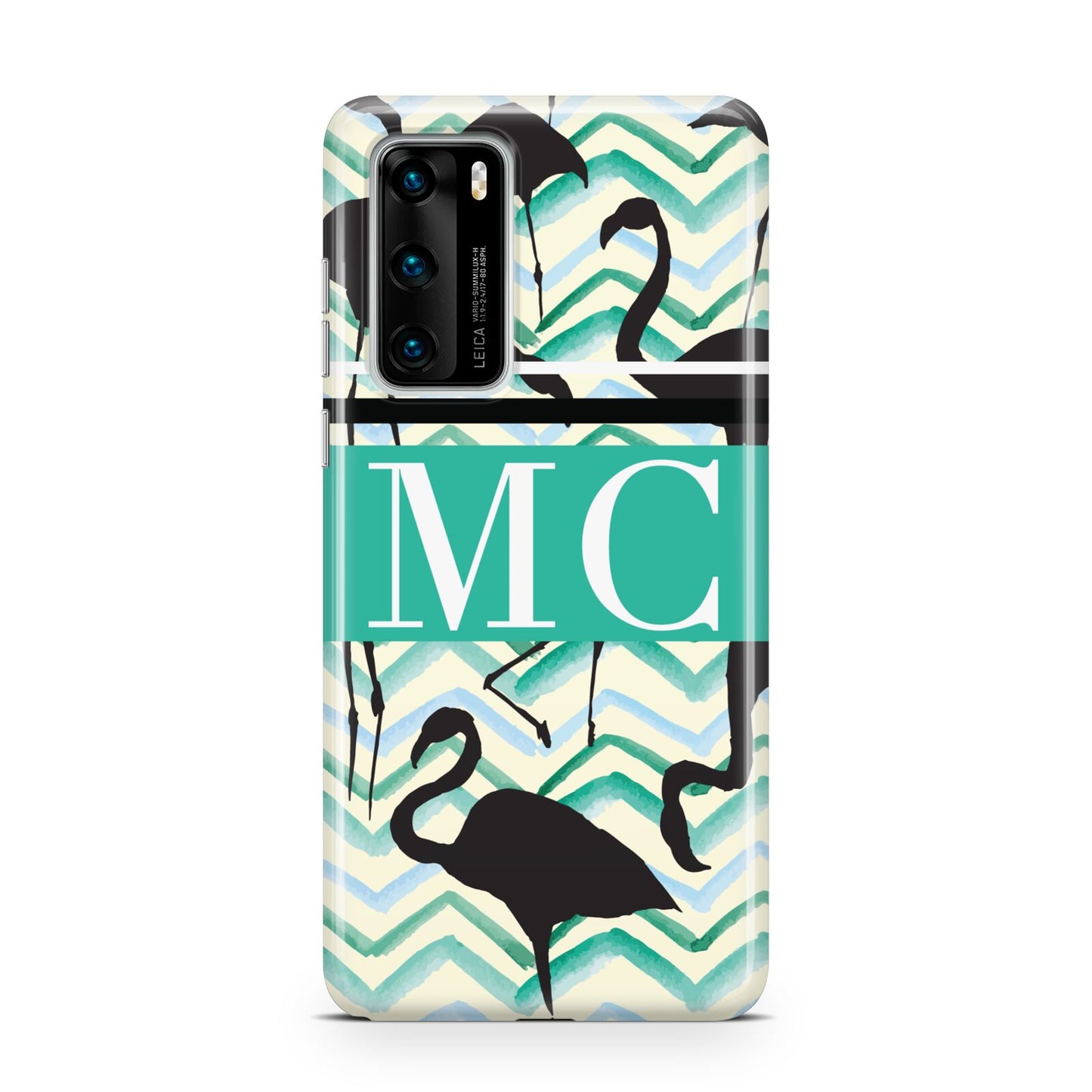 Personalised Initials Flamingos 2 Huawei P40 Phone Case