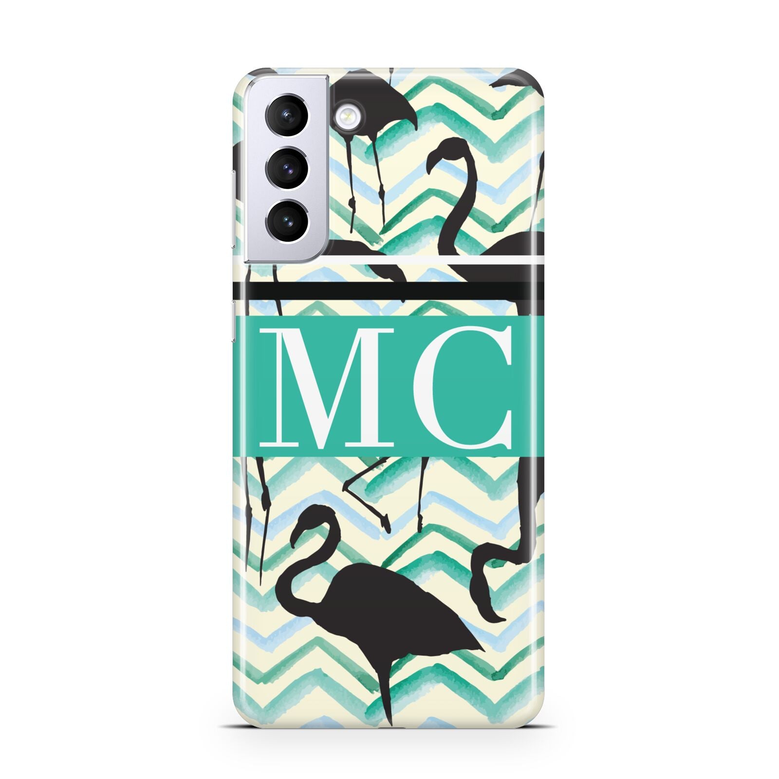Personalised Initials Flamingos 2 Samsung S21 Plus Case