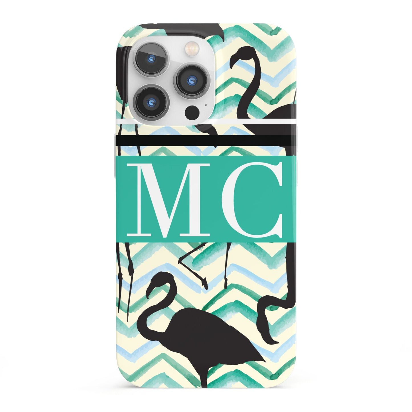 Personalised Initials Flamingos 2 iPhone 13 Pro Full Wrap 3D Snap Case