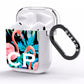Personalised Initials Flamingos 4 AirPods Clear Case Side Image