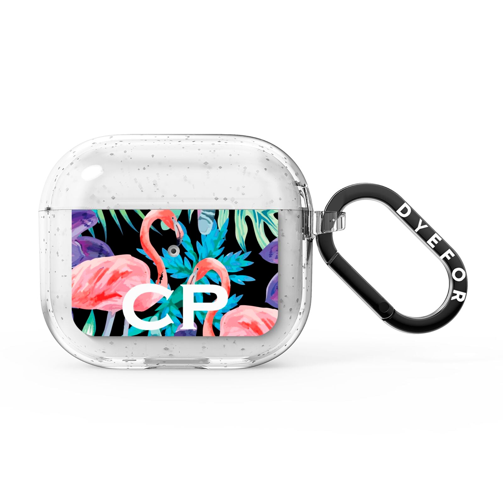 Personalised Initials Flamingos 4 AirPods Glitter Case 3rd Gen