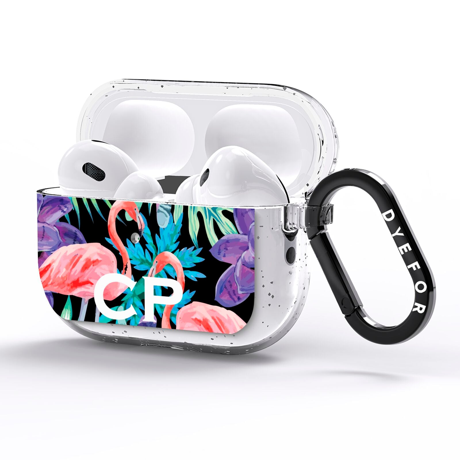 Personalised Initials Flamingos 4 AirPods Pro Glitter Case Side Image