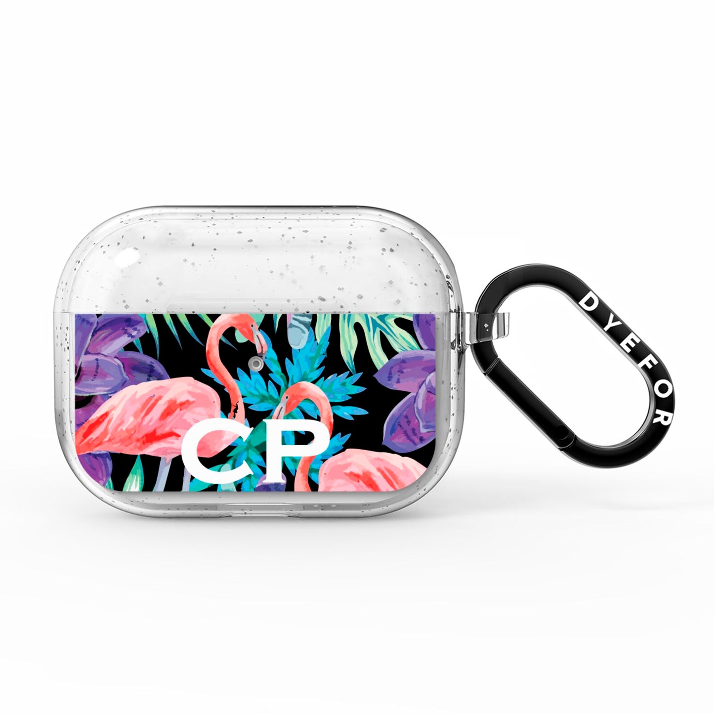 Personalised Initials Flamingos 4 AirPods Pro Glitter Case