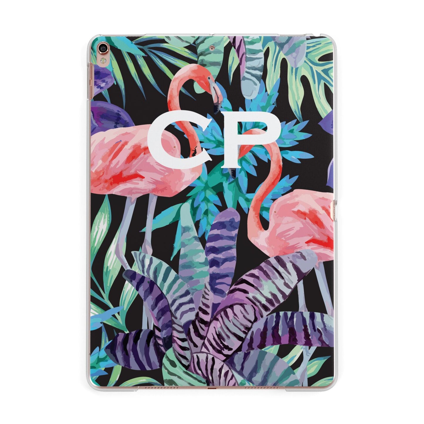 Personalised Initials Flamingos 4 Apple iPad Rose Gold Case