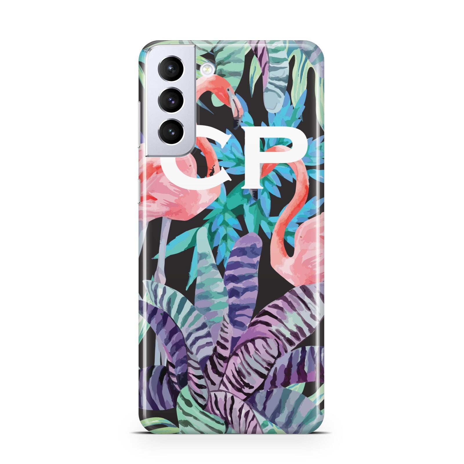 Personalised Initials Flamingos 4 Samsung S21 Plus Phone Case