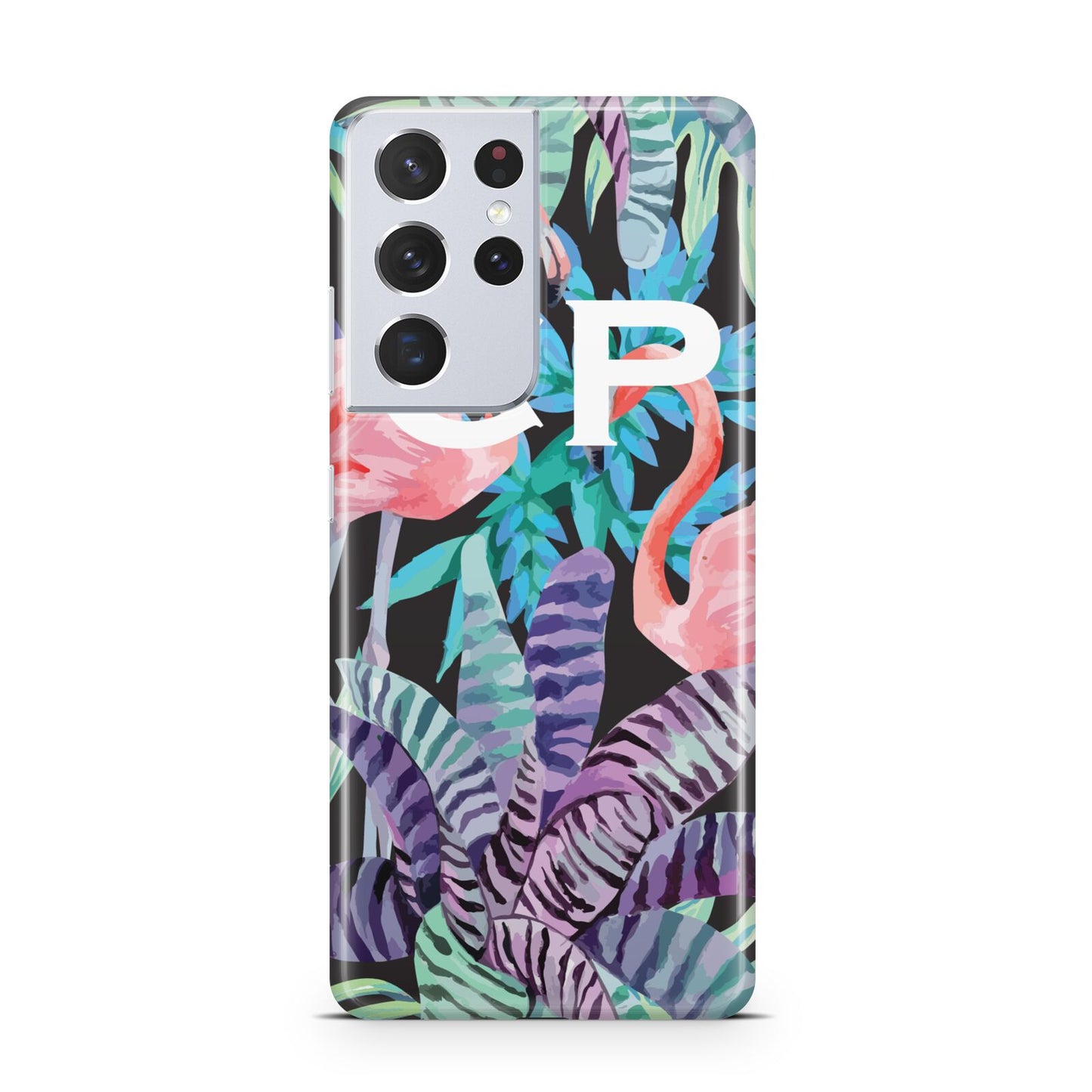 Personalised Initials Flamingos 4 Samsung S21 Ultra Case