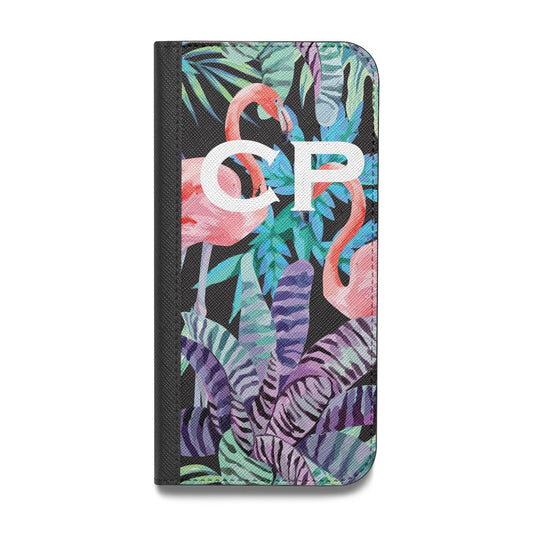 Personalised Initials Flamingos 4 Vegan Leather Flip iPhone Case