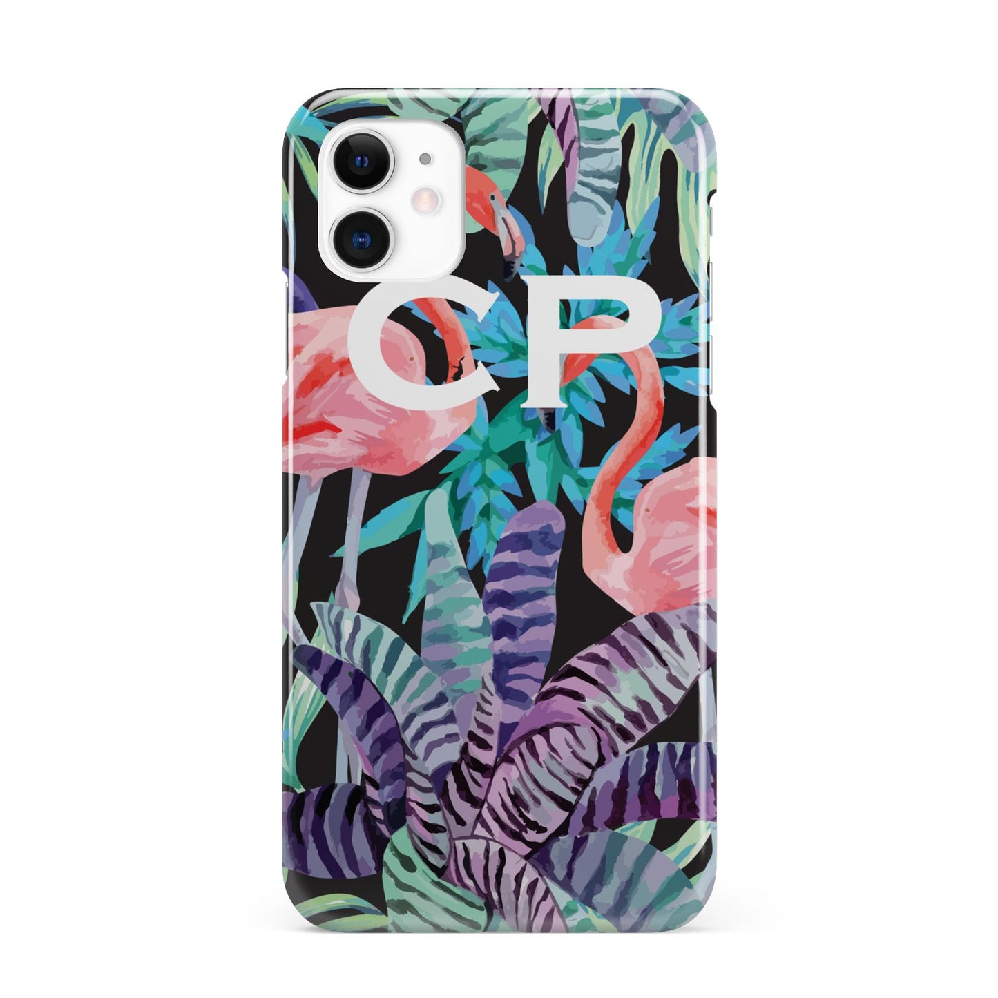 Personalised Initials Flamingos 4 iPhone 11 3D Snap Case