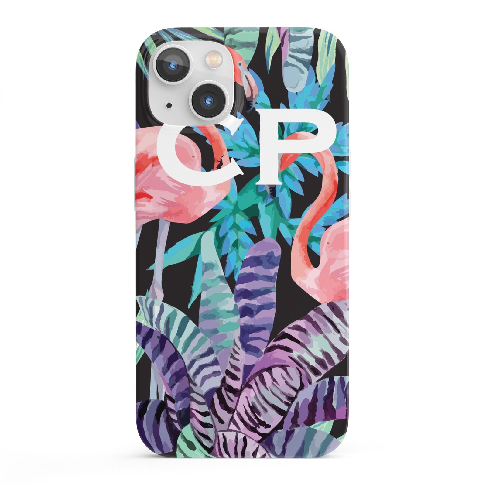 Personalised Initials Flamingos 4 iPhone 13 Full Wrap 3D Snap Case