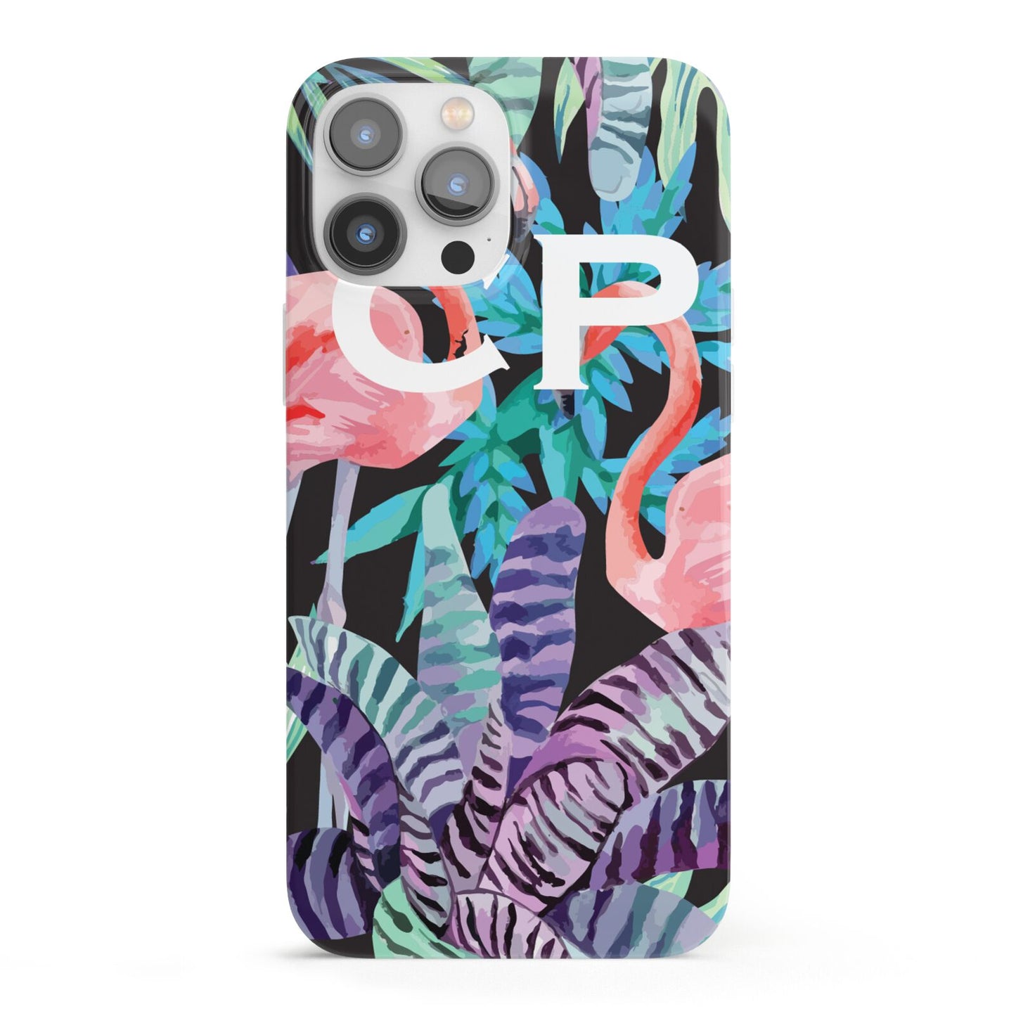 Personalised Initials Flamingos 4 iPhone 13 Pro Max Full Wrap 3D Snap Case