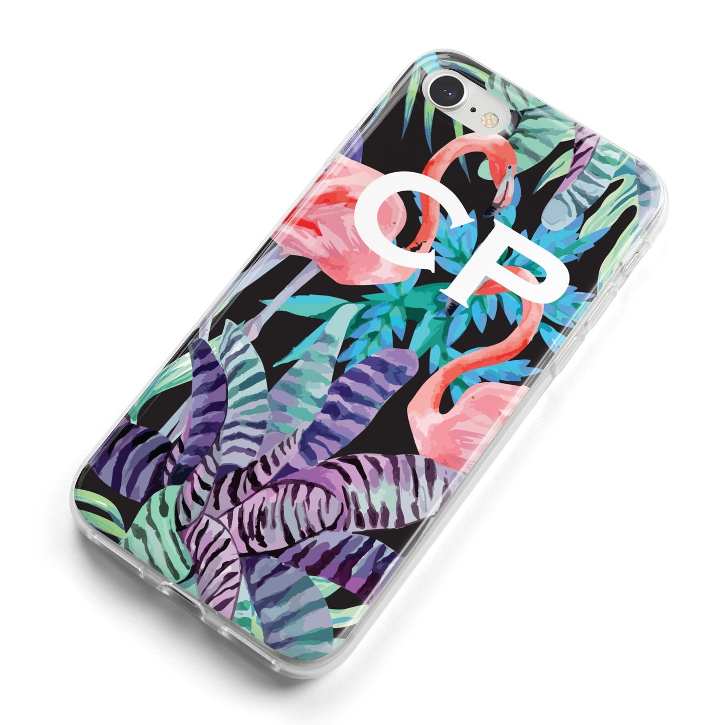 Personalised Initials Flamingos 4 iPhone 8 Bumper Case on Silver iPhone Alternative Image