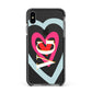 Personalised Initials Heart Apple iPhone Xs Max Impact Case Black Edge on Black Phone