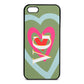 Personalised Initials Heart Lime Saffiano Leather iPhone 5 Case
