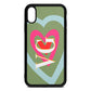 Personalised Initials Heart Lime Saffiano Leather iPhone Xr Case