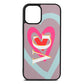 Personalised Initials Heart Lotus Saffiano Leather iPhone 12 Mini Case