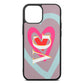 Personalised Initials Heart Lotus Saffiano Leather iPhone 13 Mini Case