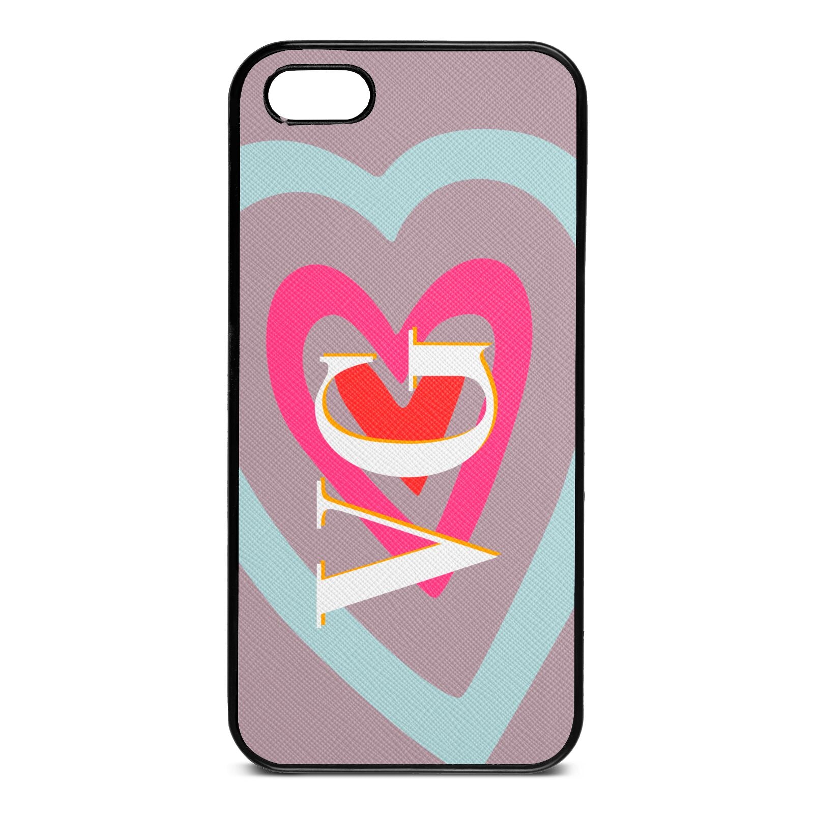 Personalised Initials Heart Lotus Saffiano Leather iPhone 5 Case