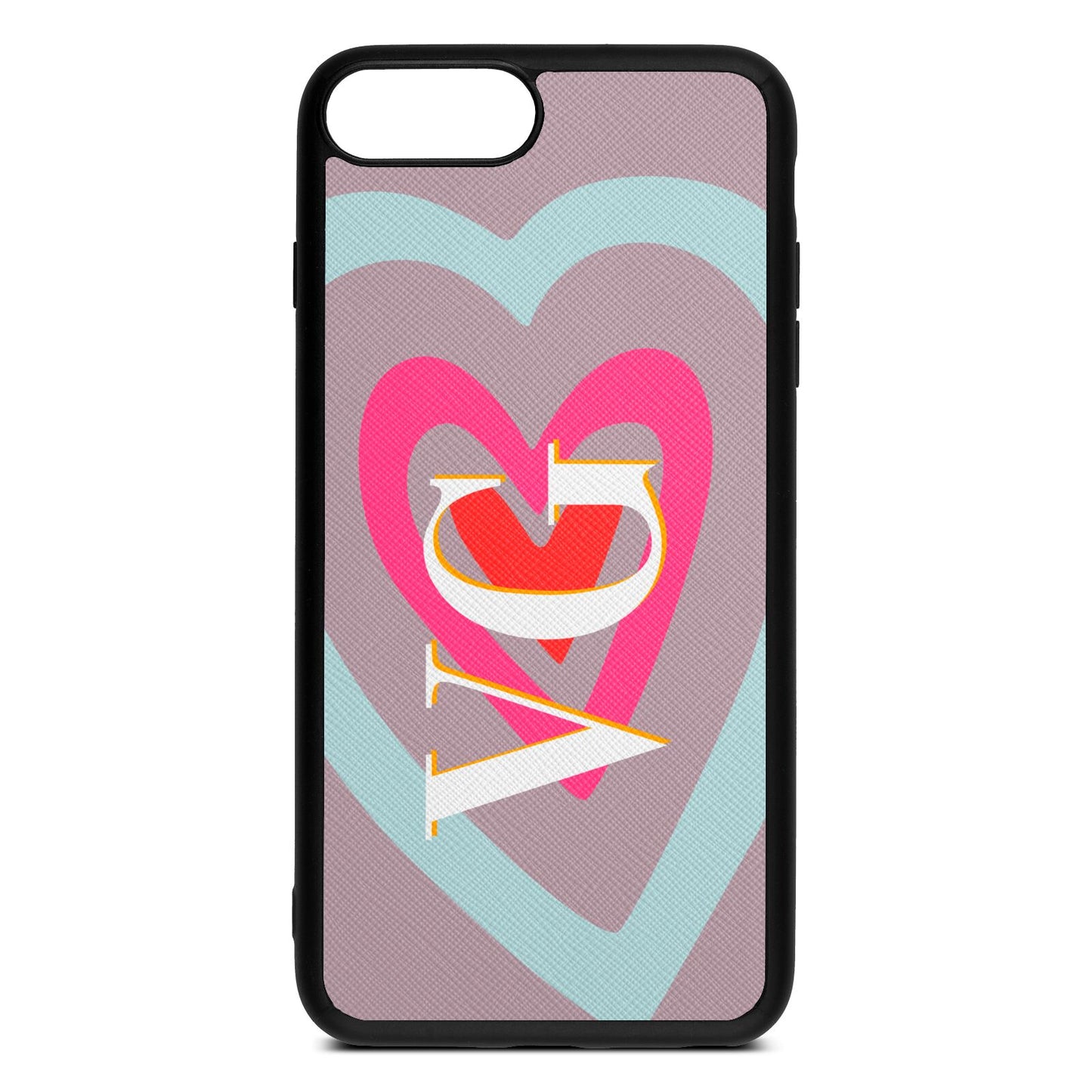 Personalised Initials Heart Lotus Saffiano Leather iPhone 8 Plus Case