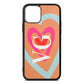 Personalised Initials Heart Orange Saffiano Leather iPhone 11 Case