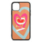 Personalised Initials Heart Orange Saffiano Leather iPhone 11 Pro Max Case