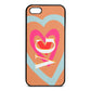 Personalised Initials Heart Orange Saffiano Leather iPhone 5 Case