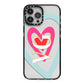 Personalised Initials Heart iPhone 13 Pro Max Black Impact Case on Silver phone