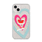 Personalised Initials Heart iPhone 14 Plus Glitter Tough Case Starlight
