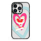 Personalised Initials Heart iPhone 14 Pro Black Impact Case on Silver phone