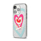 Personalised Initials Heart iPhone 14 Pro Glitter Tough Case Silver Angled Image