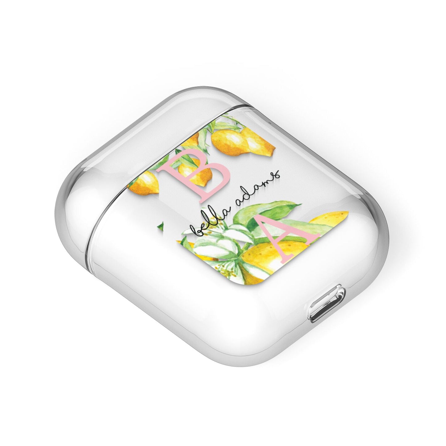 Personalised Initials Lemons AirPods Case Laid Flat