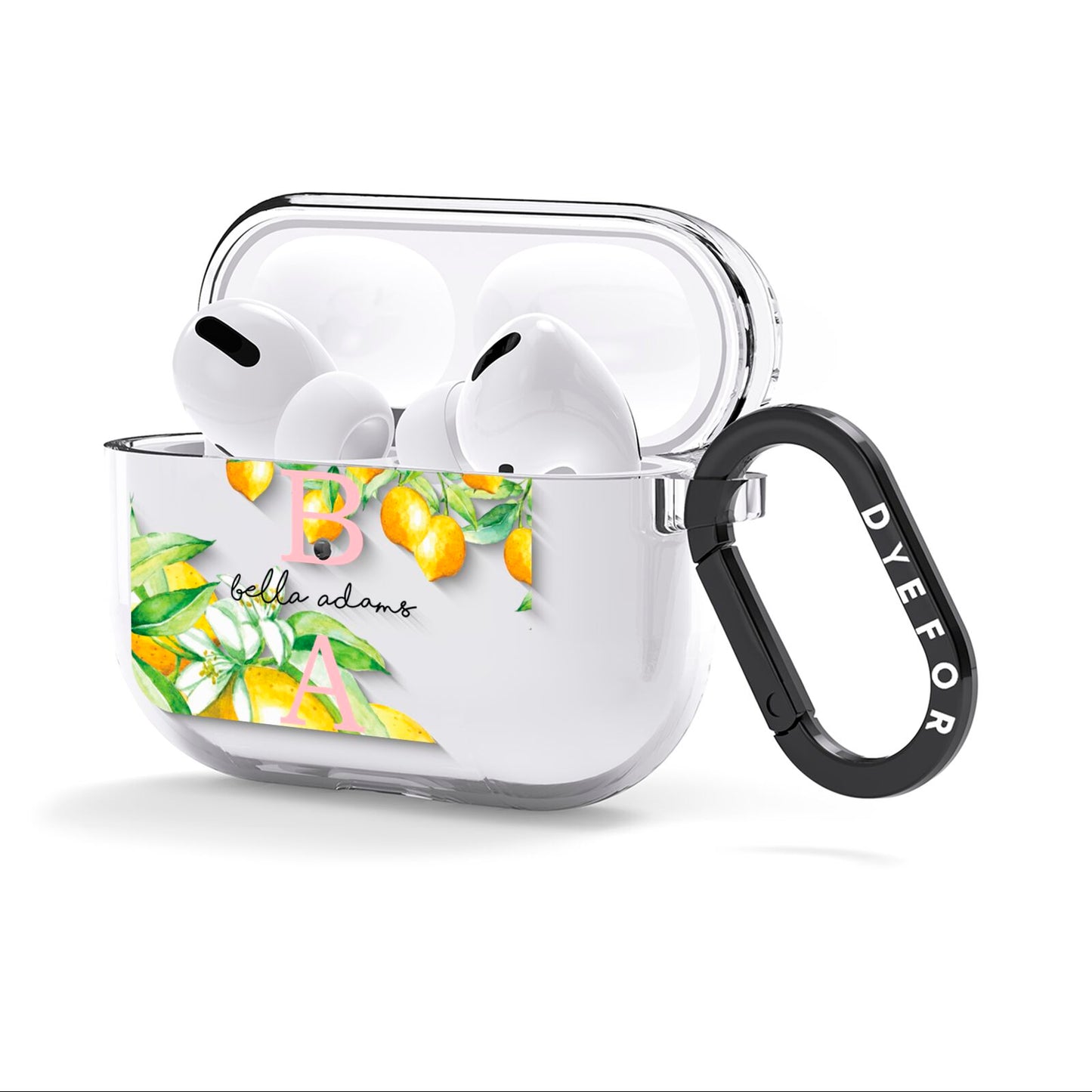 Personalised Initials Lemons AirPods Clear Case 3rd Gen Side Image